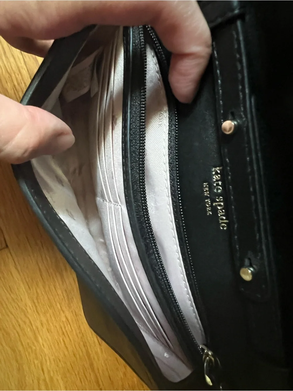 kate spade black quilted leather crossbody with silver chain